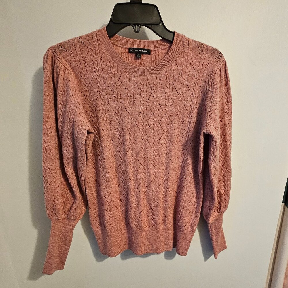 ADRIANNA PAPELL Women's Size Small Crew Neck Long Sleeve Puff Shoulder Sweater